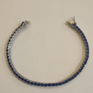 Elegant Blue and Silver Tennis Bracelet